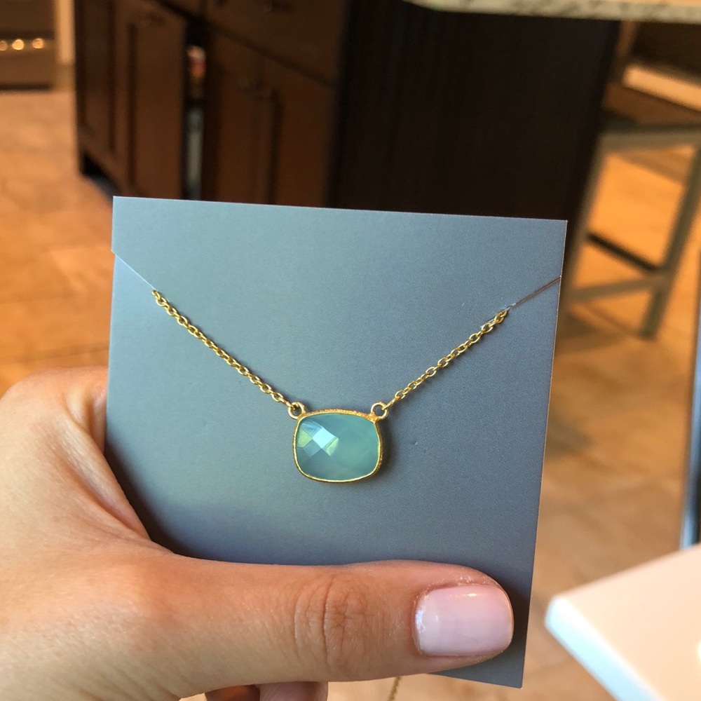 Stone Necklace on Gold Chain